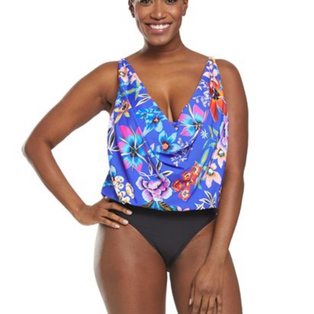 Athena Mexicana Floral Blouson One Piece Swimsuit